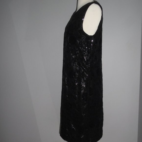 The‎ Kooples Sequin Sleeveless Cocktail Velvet Floral Black Shift Elegant Dress - Picture 6 of 13